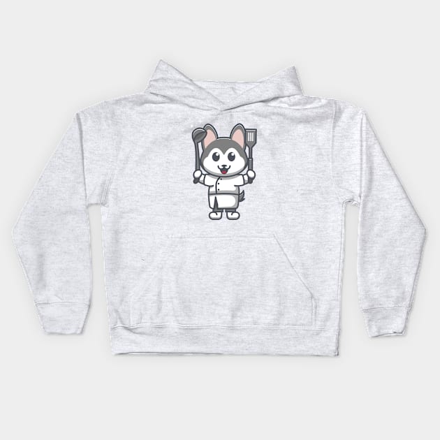 dog chef Kids Hoodie by fflat hds